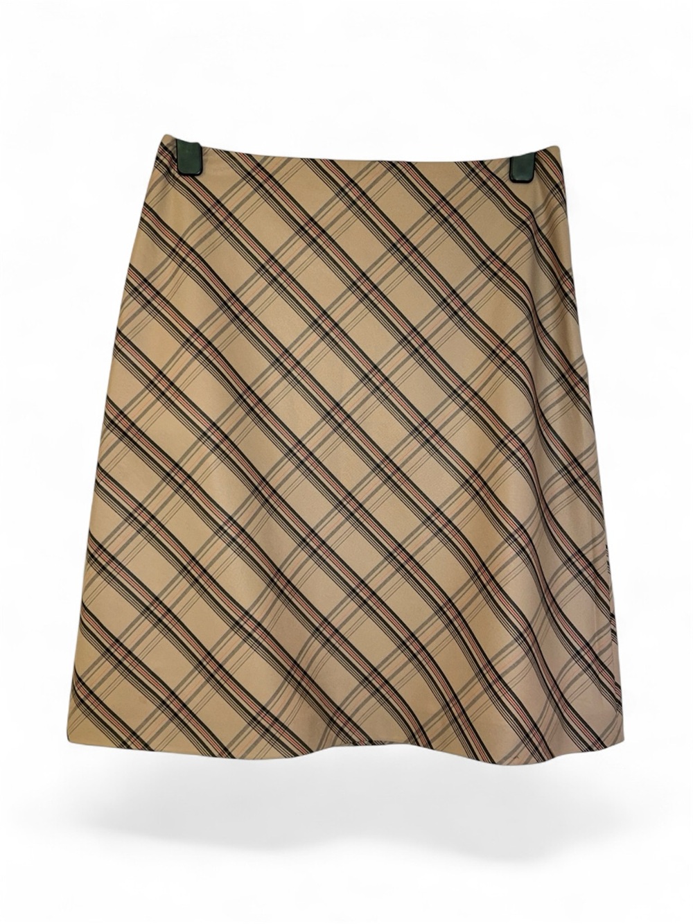 Mexx Plaid A-Line Skirt - Beige Tan Nova Check Burberry-like Pattern - EU42